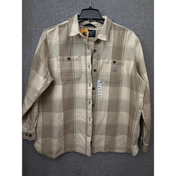 NWT Carhartt Loose Fit Twill Shirt Jacket Top Women XL Full Button Up $69 - Picture 2 of 9